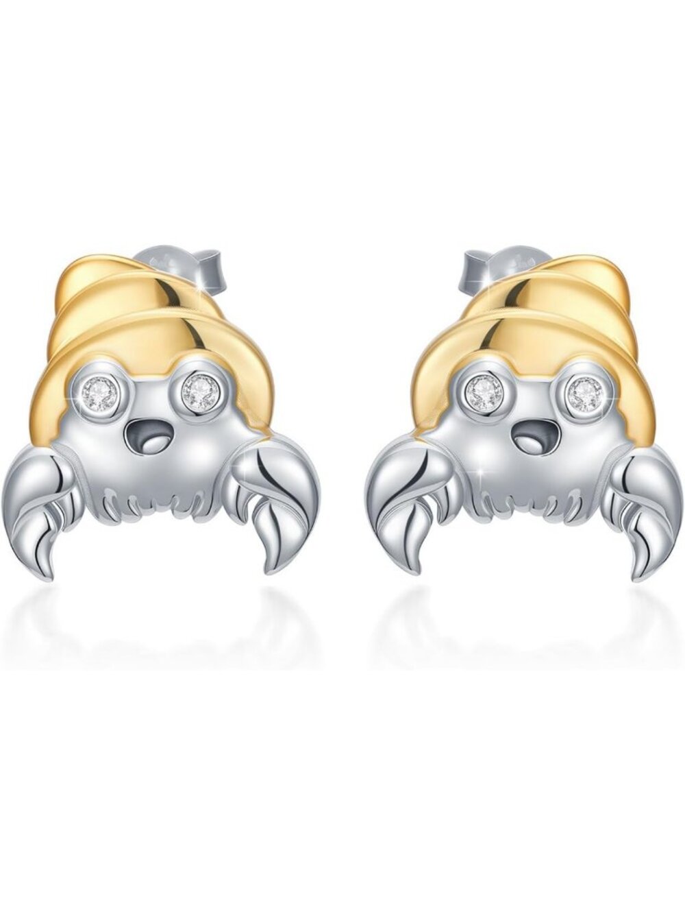 Ocean-Inspired S925 Sterling Silver Hermit Crab Stud Earrings for Women - Gift